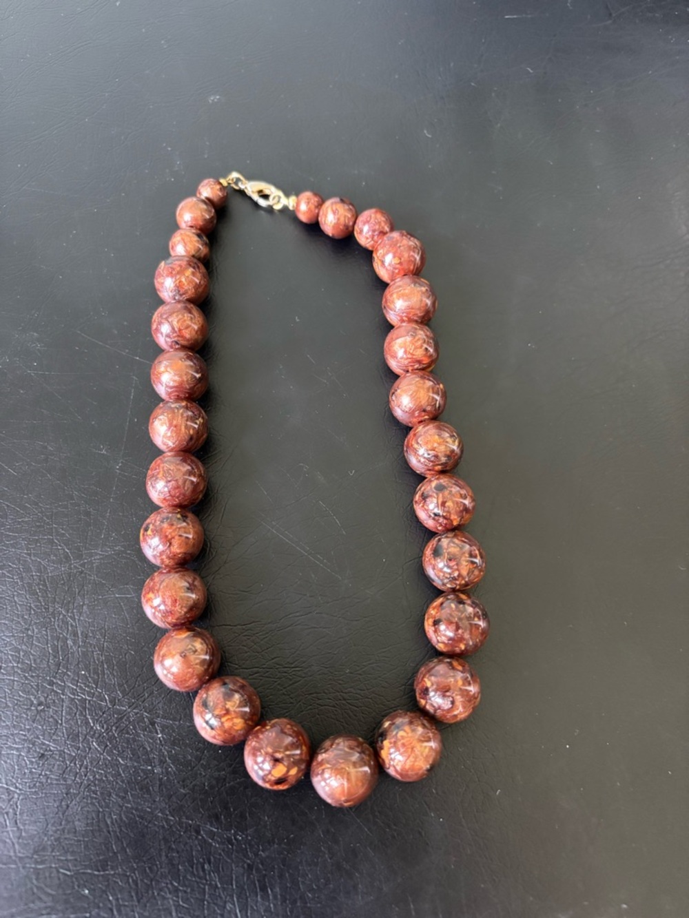 Brown Marbled Bead Necklace - Women Jewelry